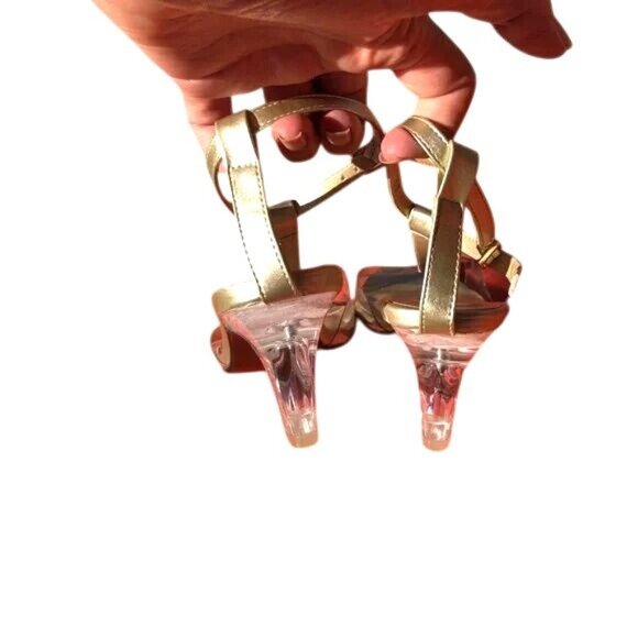 Midnight Velvet Gold Classique Marnie Strap Sandals With Rhinestone Detail - Picture 5 of 6